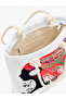 Women's Music Themed Patterned Zippered Large Size Beach Bag with Rope Handle Shoulder Bag - 3