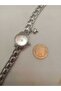 Simple, Stylish, Minimal Round Design Women's Wristwatch, Silver Color Chain Steel Band, White Color Striped Dial, Charm Model - 7