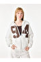 Printed Sweatshirt with Raised Long Sleeves, Kangaroo Pockets, Hood and Zipper - 2