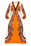 Orange Floral V-Neck Dress