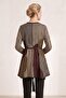 Striped Tulle Colorful Stripe Leather Lightweight Unlined Belted Casual Women's Genuine Leather Coat - 2