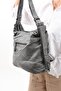 Faux Leather Soft Woven Shoulder Bag Grey (Model: 571-11-13B) - 2