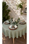 Pearl Velvet Textured Round Tablecloth Sage Green