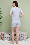 Polka Dot Patterned Crew Neck Shorts Pajama Set - 6