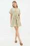 Belted Linen Look Mini Dress - 3