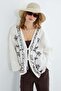 Embroidered Front Lace-Up Linen Look Kimono - 5
