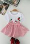 Miniğimin Cicileri Fruit Embroidered Gingham 2-Piece Girls' Set - Pink - 4