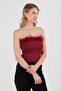Basic Furry Strapless Crop Blouse - 4
