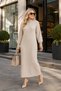 (Stone Color)Flat Cut Tubular Zipper Detail Long Dress (130 cm)