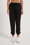 Women's Elastic Waist Piping Black Jogger Sweatpants - 3