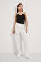 Women's Striped Basic Wide Leg White Baggy Trousers