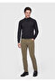 Light Green Plain Woven Slim Fit Velvet Casual Cotton Blended Pants - 3