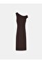91688 Gathered Midi Dress-Dark Brown - 7