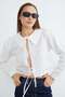 Front Tie Baby Collar Crop Blouse
