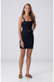 Dark Indigo Blue Mini Denim Dress with Buckle Detail - 4