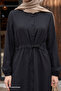 Gathered Buttoned Black Tunic Set - 4