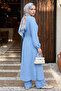 Gathered Buttoned Baby Blue Tunic Set - 3