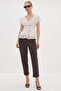 Polka Dot Pleated Blouse with Lace-Up Back - 5