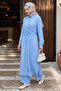 Gathered Buttoned Baby Blue Tunic Set