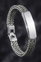 Men's Steel Bracelet - Double Row Braided Model Thick Steel Bracelet with Name Engraving
