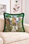 Colorful Mediterranean Coast Town Houses and Flower Garden Patterned Fringed Throw Pillow Cover Modern
