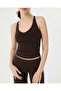 Brown Ecovero ™ V-Neck Longline Bralet with Viscose Breast Pads and Cross Adjustable Straps - 5
