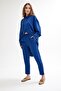 Pleated Front Crepe Trousers Blue - 3