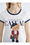 Lcw Dream Navy Blue Bear Teddy Printed Women's Shorts Pajama Set - 3
