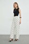 Polka Dot Patterned Zippered Palazzo Jeans - 5
