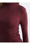 Two Mt Shop Quality Soulife Burgundy Combed Cotton Plain Tight & Slim Long Sleeve Women's Bodysuit - 4