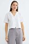 Bow-Tie Buttoned Crop Shirt - 3