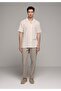 Regular Fit Mid Waist Straight Leg Men's Beige Trousers - 3