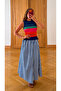 Blue-White Striped Skirt - 261107