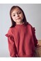 Girl's Sleeve Detailed Sweater 2-10 Years Old Red