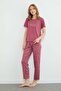 Heart Pattern Crew Neck Pajamas Set - 6