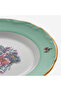 Flores Gold Decorated Floral Green Porcelain Cake Plate 19 cm - 4