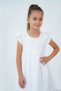 Girl's Lace Dress with Floral Embroidery and Zipper on the Back, Ages 5-10, Ecru - 2