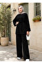 Women's Islamic Clothing Modal Fabric Tie-Strap Detailed Crew Neck Top and Bottom Set - 5