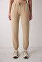 Beige High Waist Dkiş Detailed Patrizia Sweatpants - Saude Collection - 3