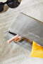 2 Pieces Thermal Lined Water Repellent Stain Resistant Gray Jute Linen Makeup Medicine Bag Set 22X14/23X16X7 - 5