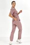 Dusty Rose Retro Women's Doctor Nurse Medical Scrubs Set Luxury Lycra Fabric - 5