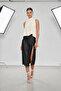 Women's Satin Short Front Long Back Asymmetric Bustier High Fashion Blouse - 4