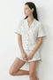 Women's Relaxed Elastic White Pajama Set - 4