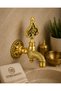 3-Piece Luxury Hammam Set 2-Piece Gold Patterned Polisher with Ottoman Faucet + Gold Hammam Bowl Brass Kurna Faucet Set - 3
