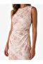 Drapeli Crew Neck Sleeveless Shiny Foil Print Detailed Patterned Midi Tulle Dress - 4