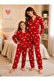 Mother-Daughter Cotton Suede Fabric Heart Patterned Pajama Set (Price Is for One Set)