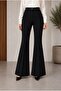 Women's Spanish Leg Black Fabric Trousers