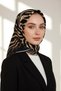 100% Twill Silk Zebra Patterned Beige - Black Colored 90X90 Scarf Sewing Shape: Hand Sewing