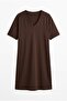 Coffee V-Neck Modal Dress