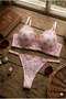 Love Secret Thin Strap Floral Pattern Padded B Cup Bra Set